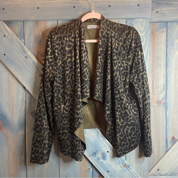 Bagatelle Collection Animal Print Jacket Draped Front Size Medium - Picture 2 of 9